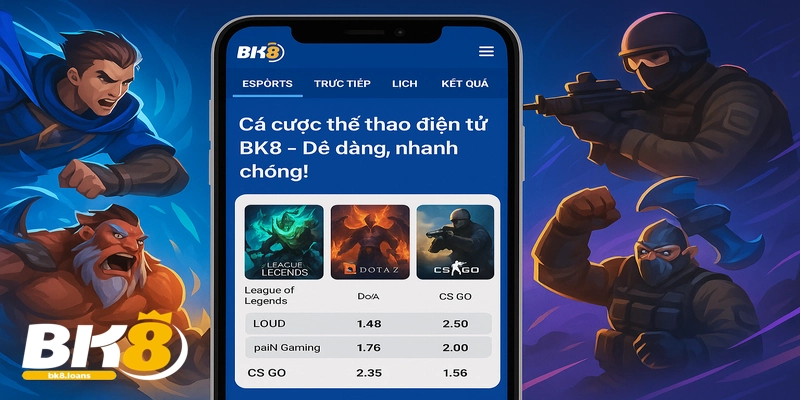 Giao diện cá cược thể thao điện tử BK8 thân thiện, dễ sử dụng, mang đến trải nghiệm mượt mà cho người chơi.